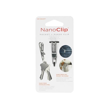 Nano Clip KeySmart Nano Clip Stainless Steel Silver Pocket/Purse Clip Keychain KS801-SS